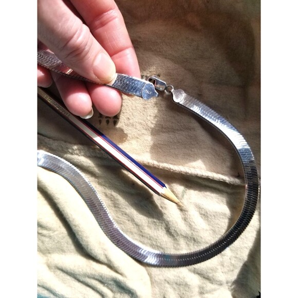 Sterling Silver Statement Piece Sleek 925 necklace 1cm wide VTG Italy NICE 38gr! - Picture 14 of 14